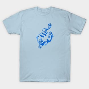 Frog in a good mood. Japanese art style in blue ink T-Shirt